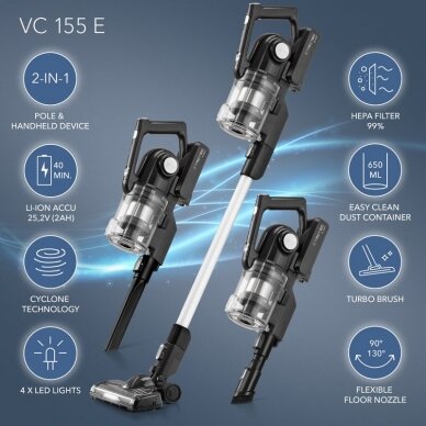 Cordless vacuum cleaner - broom Trotec VC 155 E 11