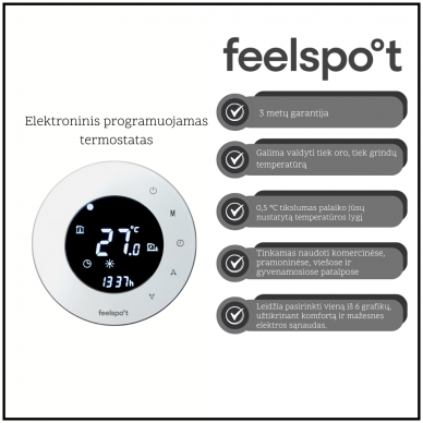 Elektroninis programuojamas termostatas (termoreguliatorius) Feelspot WTH93.36