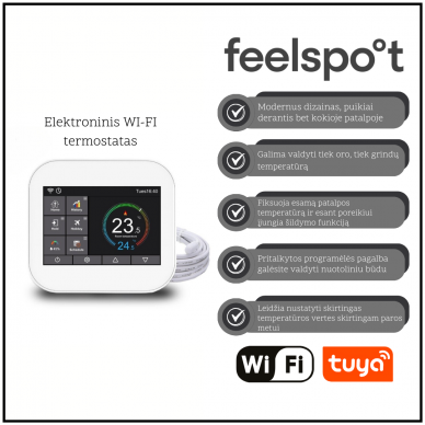 Elektroninis WI-FI termostatas (termoreguliatorius) Feelspot WTH07.36 white, Tuya