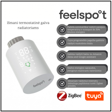 Išmani termostatinė galva radiatoriams Feelspot TG22.09 Zigbee Tuya