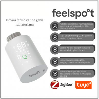 Smart thermostatic head for radiators Feelspot TG22.09 Zigbee Tuya