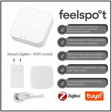 Išmani ZigBee – WiFi stotelė Feelspot ZB22, 3.0 Tuya