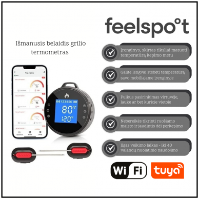 FEELSPOT FS01 Smart Wireless Grill Thermometer with WIFI, Tuya