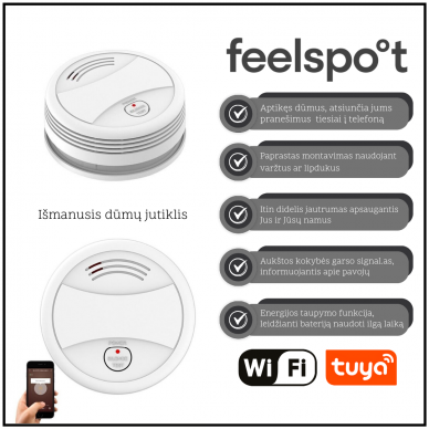 Išmanusis dūmų jutiklis Feelspot FS-MK02W  WiFi, Tuya