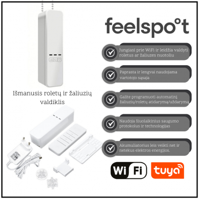 Išmanusis roletų ir žaliuzių valdiklis Feelspot FS-BDM01W WiFi, Tuya