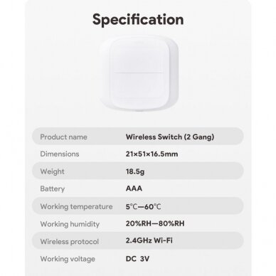 Išmanusis scenarijų jungiklis – mygtukas  Feelspot FS-WSW01W Wi-Fi, Tuya 7