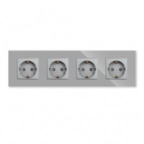 Four-way socket with glass frame Feelspot, gray