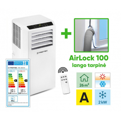 Mobile air conditioner Trotec PAC 2010 SH and window seal Trotec AirLock 100 1