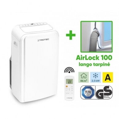 Mobile air conditioner Trotec PAC 3500 SH and window seal Trotec AirLock 100 1