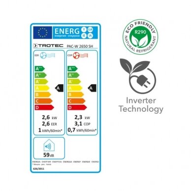 Oro kondicionierius monoblokas (be išorinio bloko) su Wi-Fi Trotec PAC-W 2650 SH 12