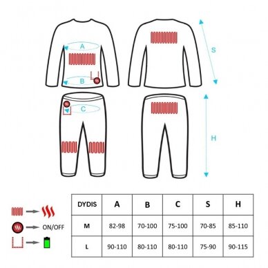 Glovii GXR heated thermal underwear set with battery, red 6