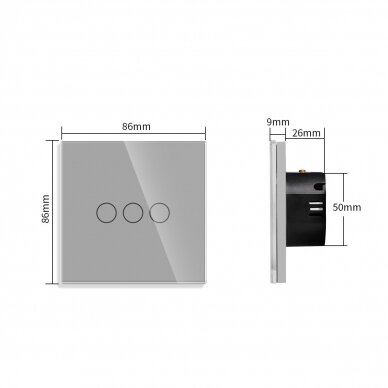 WiFi tripole sensor switch Feelspot, gray 600W 3