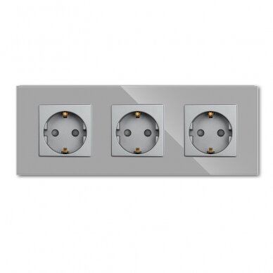 Triple socket with glass frame Feelspot, gray