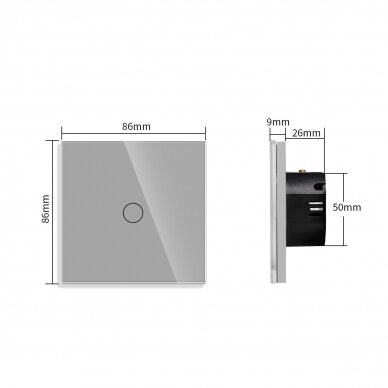 WiFi vienpolis sensorinis jungiklis Feelspot, pilkas 600W 2