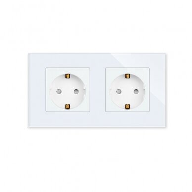 Double socket with glass frame Feelspot, white